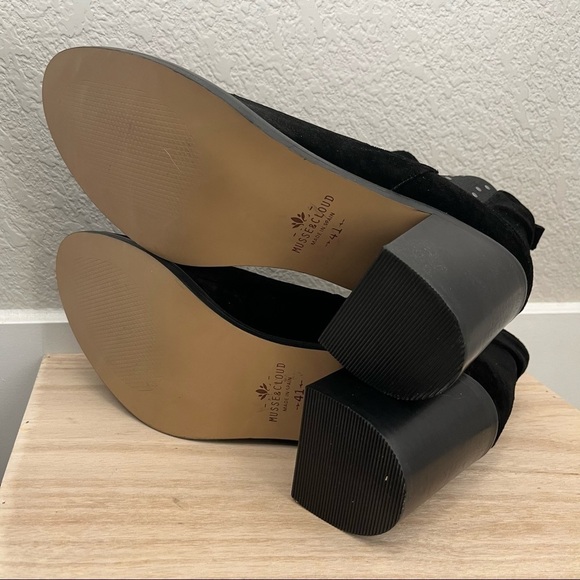 Musse & Cloud Black Mency Velvet Studded Block Heeled Ankle Boots 41 - Picture 4 of 7